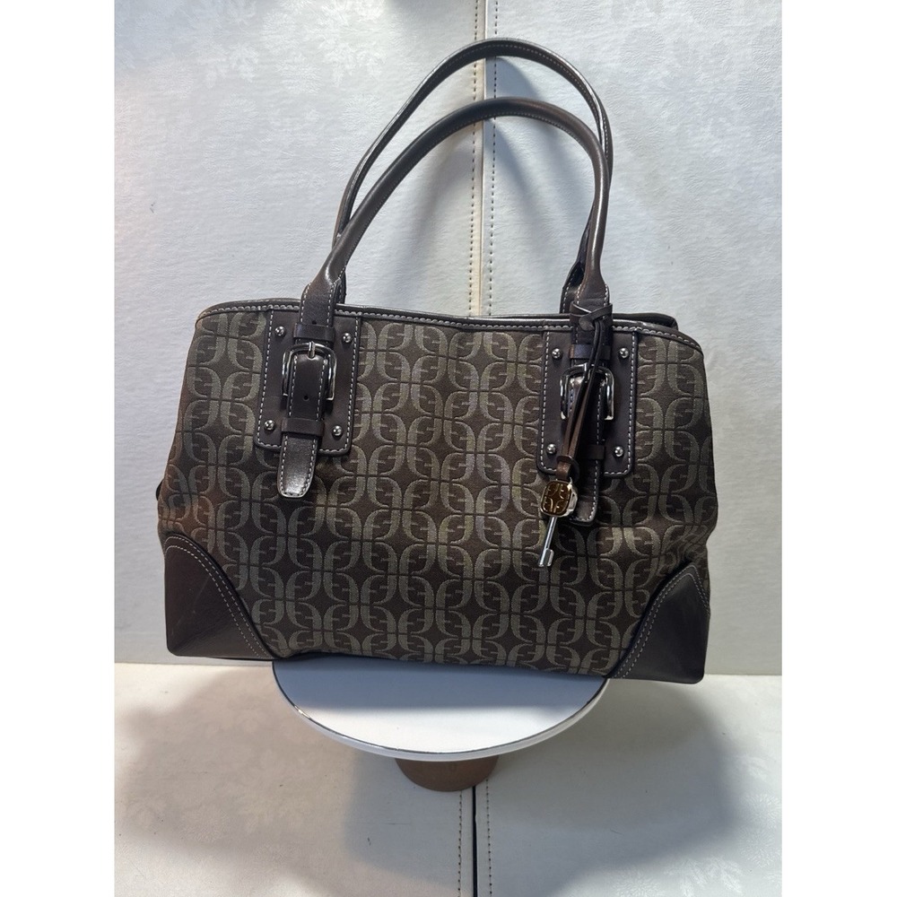 VTG Fossil Brown/tan Signature Canvas Leather Satchel